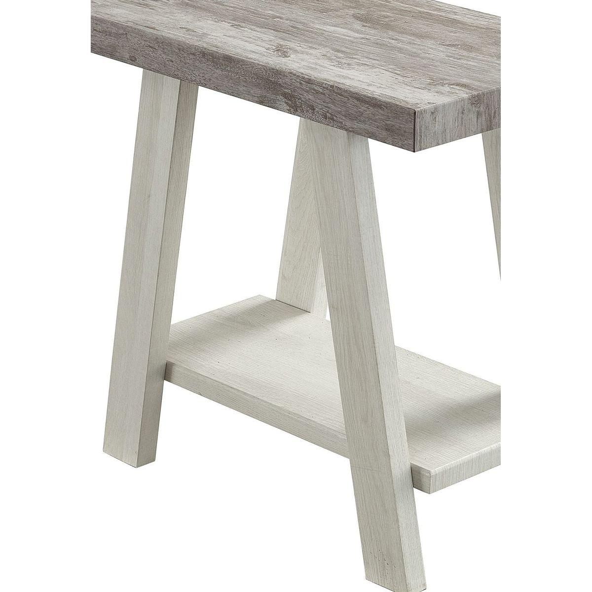 Athens Contemporary Two-Tone Wood Shelf Side Table in Weathered Gray and Beige