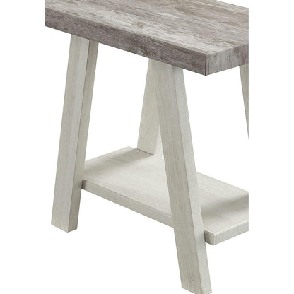 Athens Contemporary Two-Tone Wood Shelf Side Table in Weathered Gray and Beige