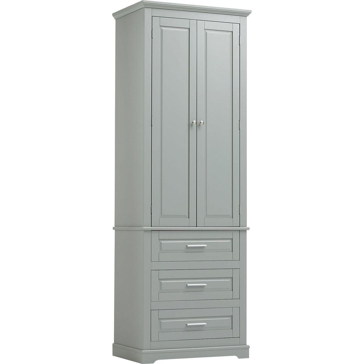 Tall Storage Cabinet with Three Drawers for Bathroom/Office, Grey