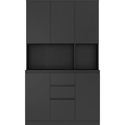 74" Freestanding Kitchen Pantry Cabinet Cupboard with 6 Doors,3 Shelves and 2 Drawer,Versatile Wardrobe & Kitchen Cabinet,Craft Storage Cabinet,Laundry Room Storage for Bedroom Kitchen (Black)