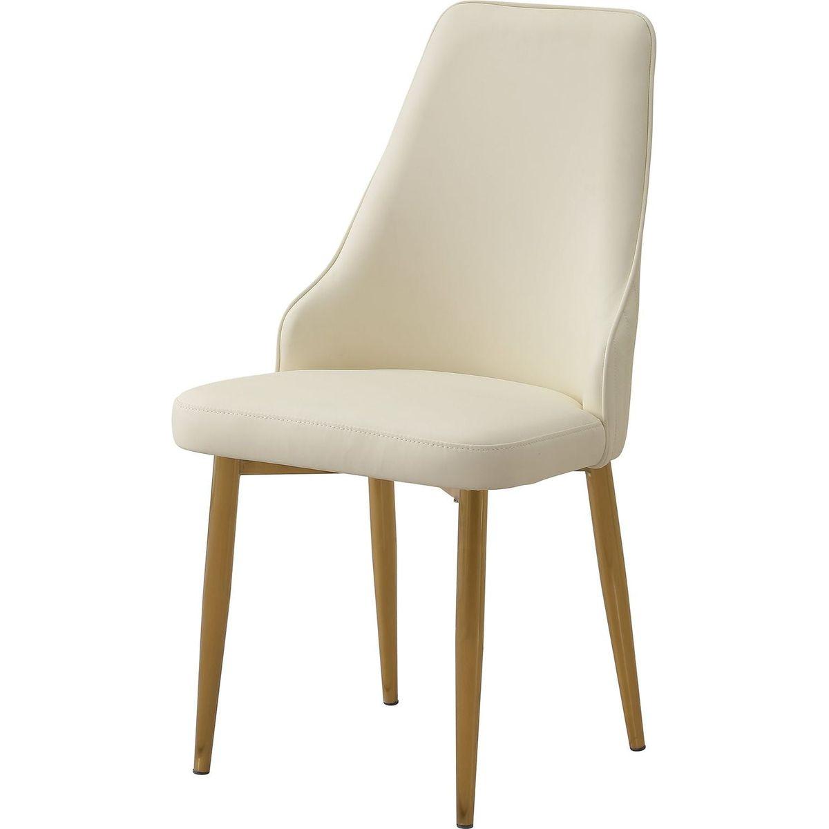 Dining Chair with PU Leather White strong metal legs (Set of 2) - Streamdale Furniture