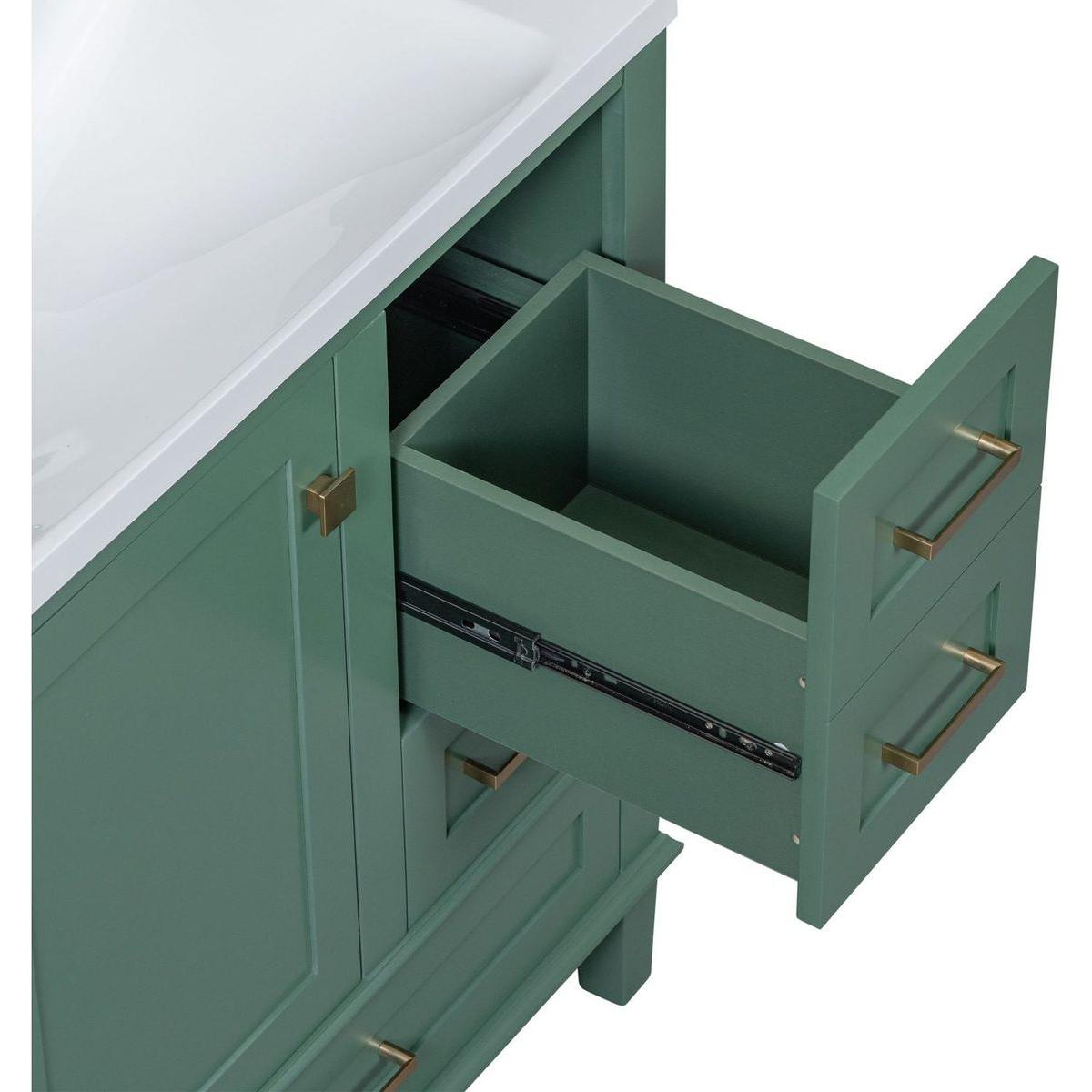 30" Bathroom Vanity in Green, Modern Bathroom Cabinet with Sink Combo Set, Bathroom Storage Cabinet with a Soft Closing Door and 3 Drawers, Solid Wood Frame