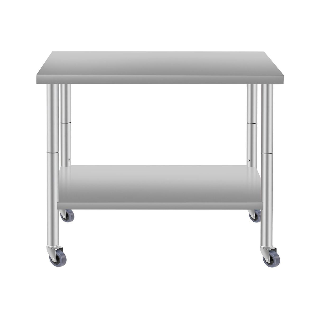 36''*24'' Commercial Work Table for Restaurant and Home Stainless Steel Kitchen Prep Table with Under Shelf and wheels