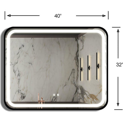 40X32 inch Bathroom Led Classy Vanity Mirror with High Lumen,Black metal frame,Dimmable Touch,Wall Switch Control, Anti-Fog, CRI 95 Adjustable 3000K-4500K-6000K, IP54 Waterproof Energy savin