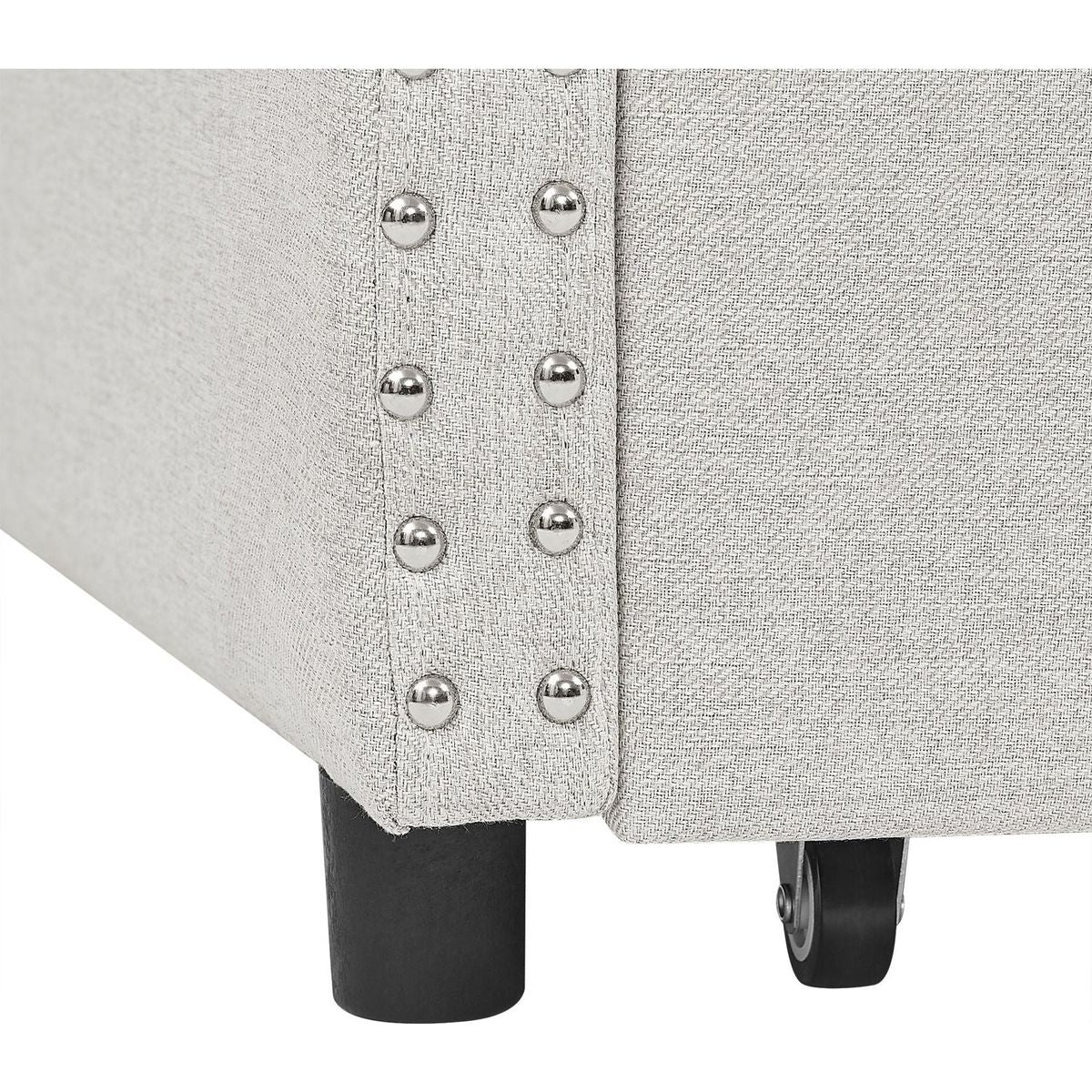 Twin Size Daybed with Drawers Upholstered Tufted Sofa Bed, with Button on Back and Copper Nail on Waved Shape Arms, Beige(81.5"x41"x30.5")