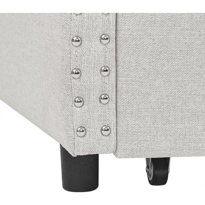 Twin Size Daybed with Drawers Upholstered Tufted Sofa Bed, with Button on Back and Copper Nail on Waved Shape Arms, Beige(81.5"x41"x30.5")