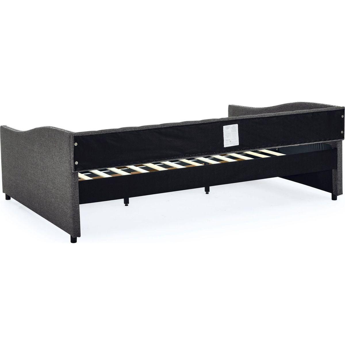 Queen Size Daybed with Drawers Upholstered Tufted Sofa Bed,,with Button on Back and Copper Nail on Waved Shape Arms(84.5"x63.5"x26.5")