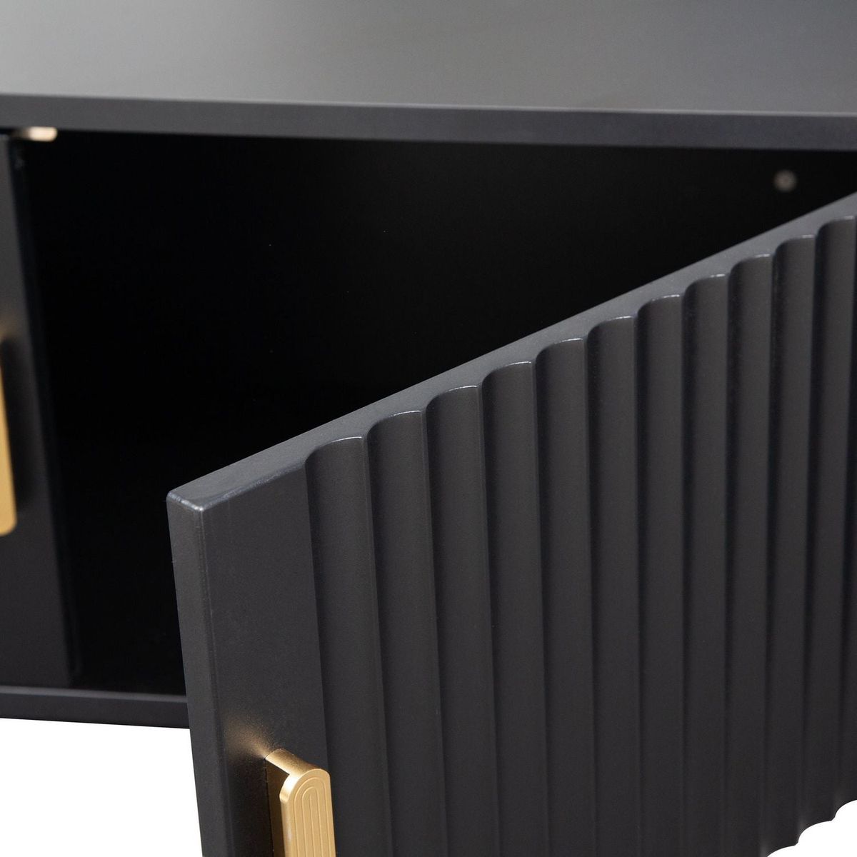 Mid Century Modern TV Stand with LED Lights for 80 Inch TV, Entertainment Center Wooden TV Stand, TV Stand Desk Media Cabinet with Storage for Living Room Bedroom