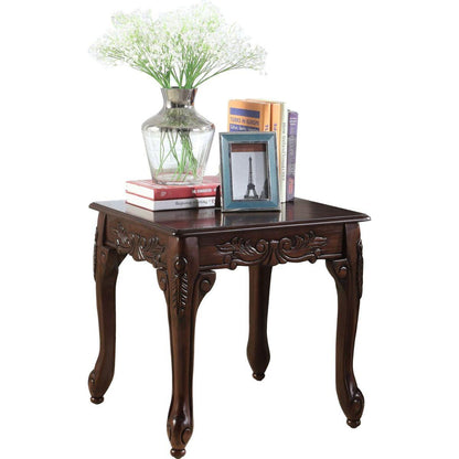 Traditional Ornate Detailing Dark Cherry Finish Wood End Table - Streamdale Furniture