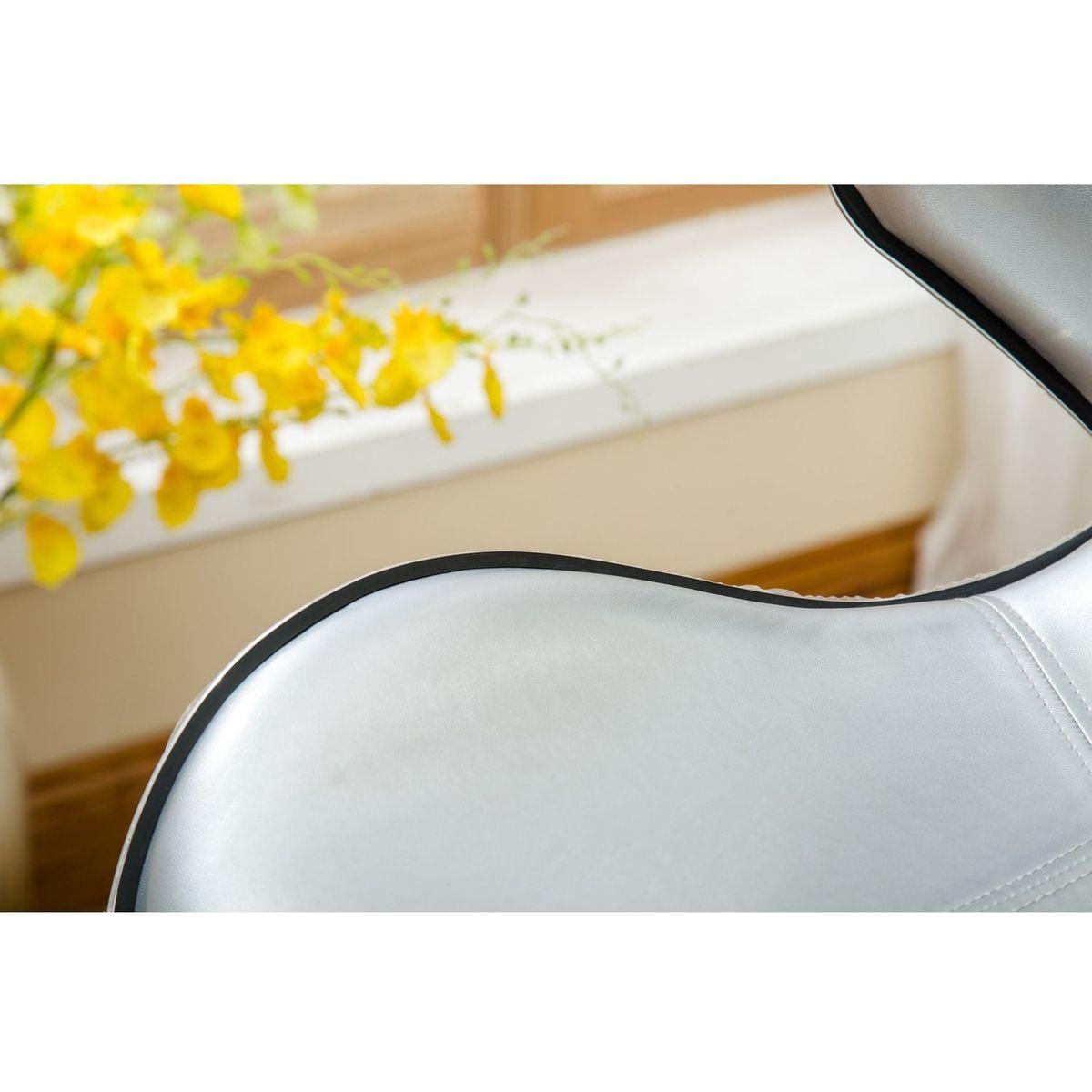 Masaccio Upholstery Airlift Adjustable Swivel Barstool with Chrome Base, Set of 2, Silver - Streamdale Furniture