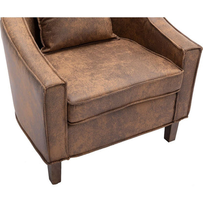 Accent Chair with Ottoman, Mid Century Modern Barrel Chair Upholstered Club Tub Round Arms Chair for Living Room