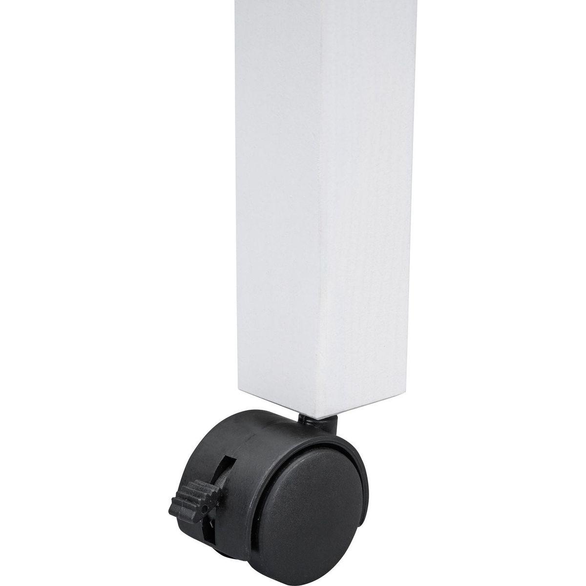 Full Size Loft Bed with Retractable Writing Desk and 4 Drawers, Wooden Loft Bed with Lateral Portable Desk and Shelves, White