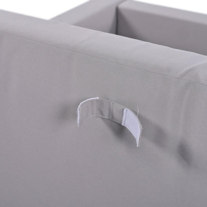 Modern Outdoor Daybed Patio Metal Daybed with Wood Topped Side Spaces for Drinks, 2 in 1 Padded Chaise Lounges for Poolside, Balcony, Deck, Gray