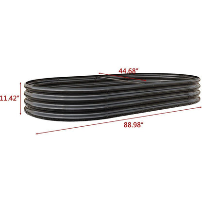 Raised Garden Bed Outdoor, Oval Large Metal Raised Planter Bed for for Plants, Vegetables, and Flowers - Black