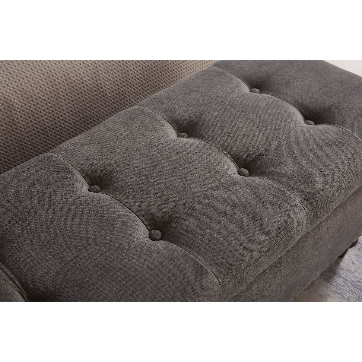 59" Bed Bench with Storage Grey Fabric