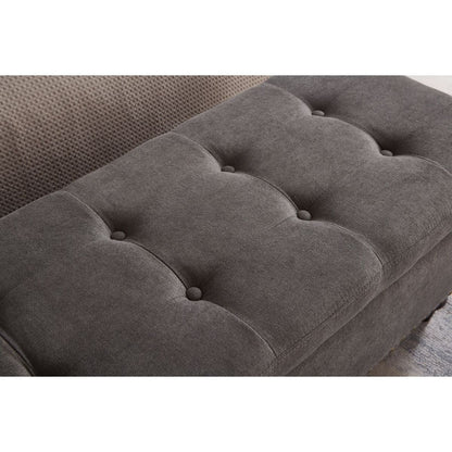 59" Bed Bench with Storage Grey Fabric