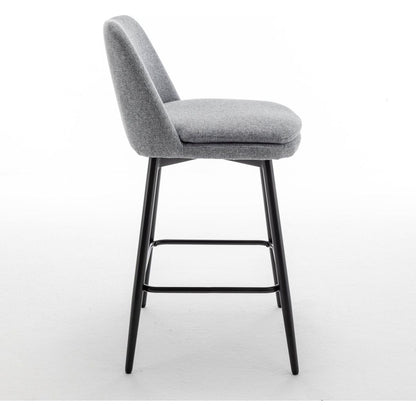 Counter Height Swivel Bar Stools Set of 2, 360 Swivel Upholstered Barstools with Back and Metal Legs, 25.6" Seat Height,Counter Stools for Kitchen Island and Pub,Linen Cloth,Grey