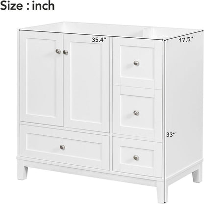 [Cabinet Only] 36" Bathroom vanity, white(Sink not included)