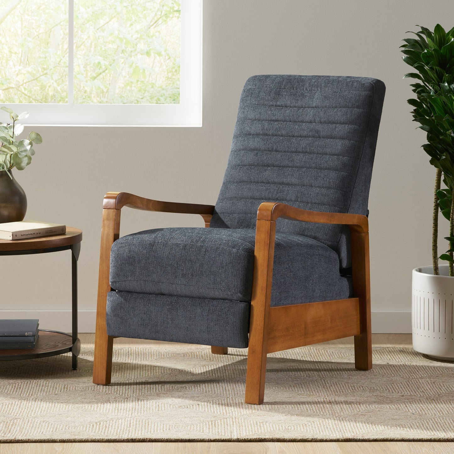 Fabric Wood Hand Recliner