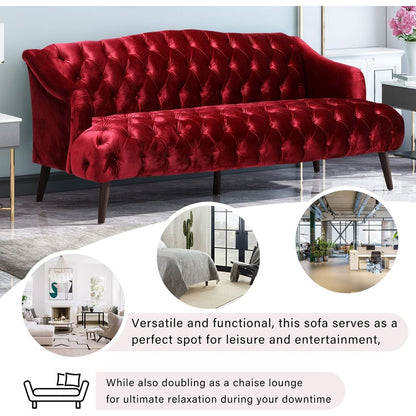 Comfy 3-seat Sofa with Wooden Legs, PU, for Living Room and Study