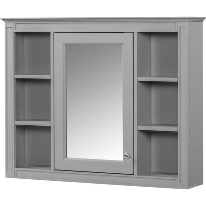 35" x 27.5" Medicine Cabinet, Wall Mounted Bathroom Storage Cabinet, Modern Bathroom Wall Cabinet with Mirror, Mirror Cabinet with 6 Open Shelves (Not Include Bathroom Vanity)