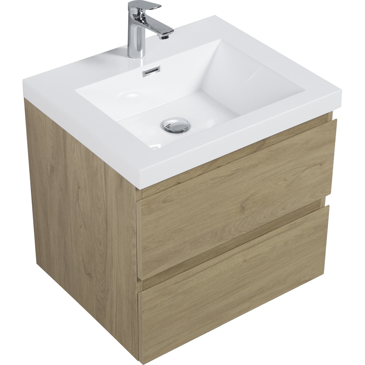 24" Floating Bathroom Vanity with Sink, Modern Wall-Mounted Bathroom Storage Vanity Cabinet with Resin Top Basin and Soft Close Drawers, Natural Oak