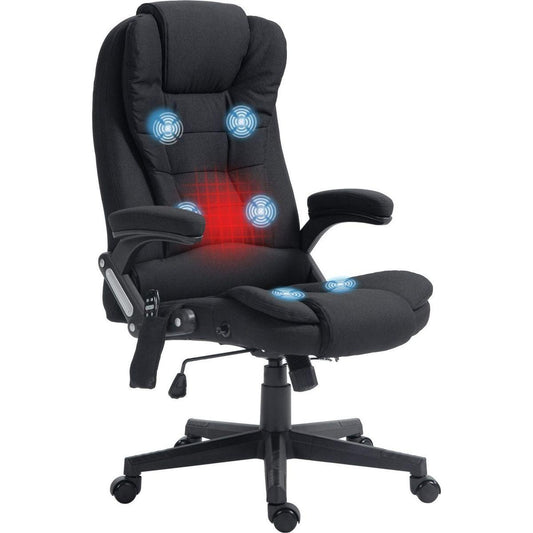 6 Point Vibrating Massage Office Chair with Lumbar Heat Black