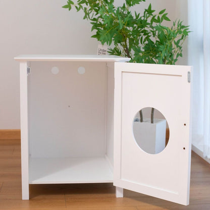 Litter box shell, hidden litter box furniture cabinet, indoor cat room side table, large pet box bedside table, litter box toilet, indoor kennel (white)