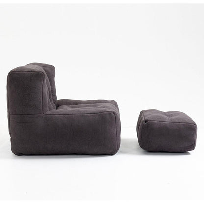 Fluffy bean bag chair, comfortable bean bag for adults and children, super soft lazy sofa chair with memory foam and ottoman, indoor modern focus bean bag chair for living room, bedroom, apartment