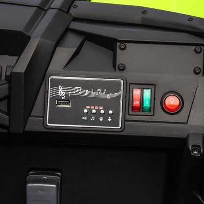 24V Two-Seater Kids Ride On UTV W/Parents Remote Control,Four-Wheel Suspension,Slow Start,Large wheel design,Anti-collision bar,Storage space,Music,USB,Bluetooth,Volume control,LED lights for Kids 3+.