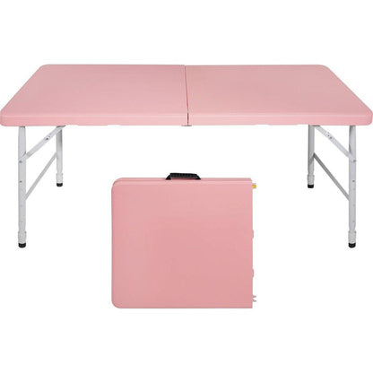 4ft Pink Portable Folding Table Indoor&Outdoor Maximum Weight 135KG Foldable Table for Camping
