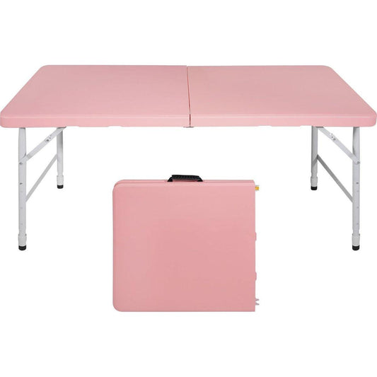 4ft Pink Portable Folding Table Indoor&Outdoor Maximum Weight 135KG Foldable Table for Camping