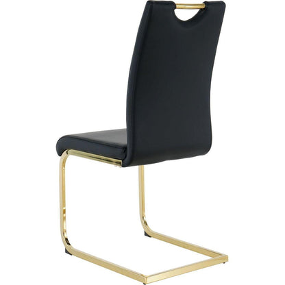 Modern Dining Chairs with Faux Leather Padded Seat Dining Living Room Chairs Upholstered Chair with gold Metal Legs Design for Kitchen, Living, Bedroom, Dining Room Side Chairs Set of 2