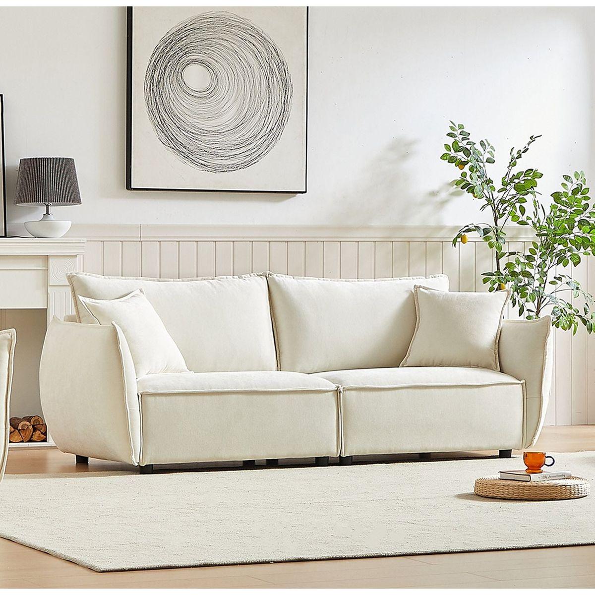 88" Modern Living Room Sectional, Wide Living Room Sectional, Stylish chenille Triple Sectional with Extra 2 Pillows, Thickly Padded Seat and Back and Armrests for Apartment, Living Room