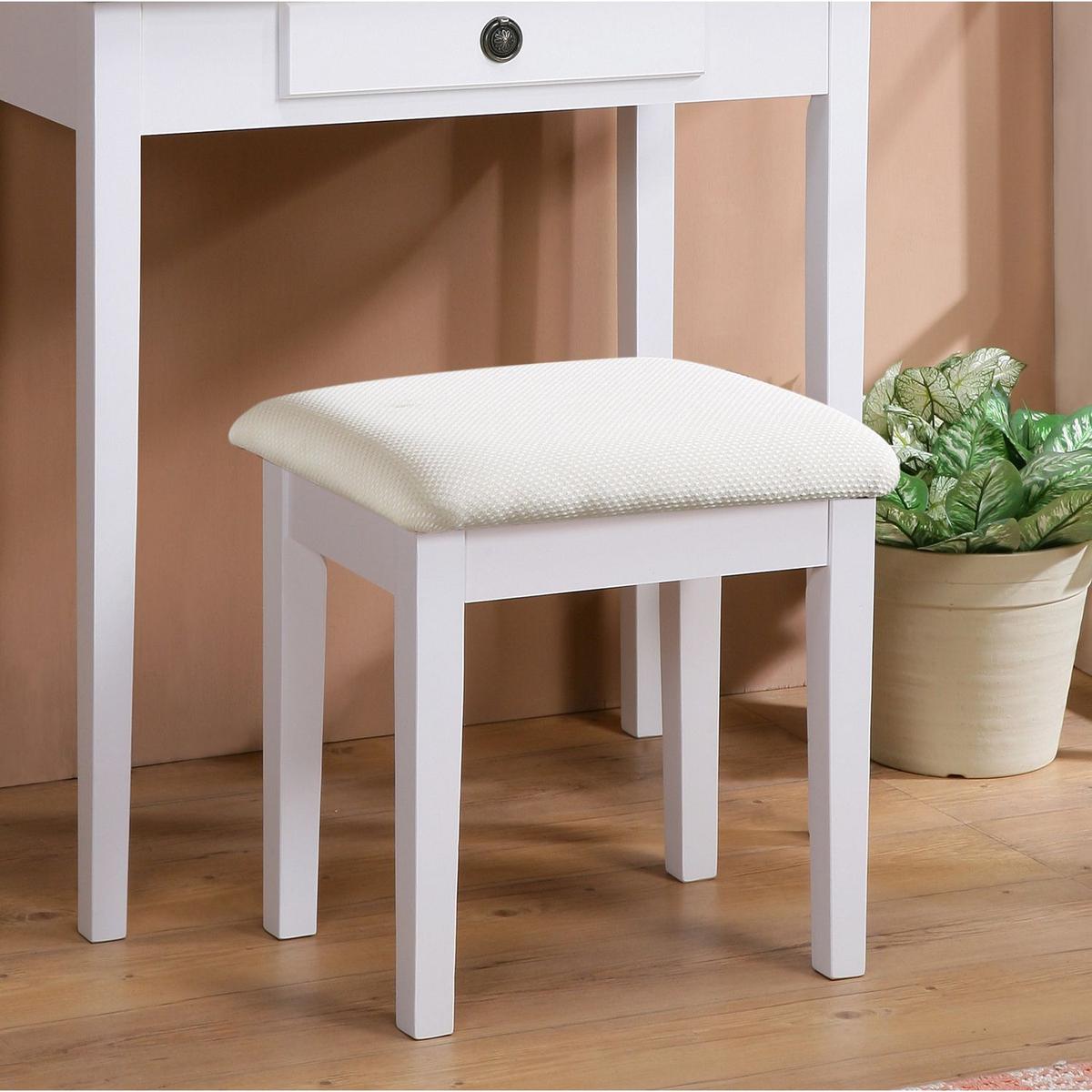 Moniys Wood Moniya Makeup Vanity Table and Stool Set, White