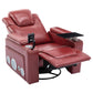 270 Degree Swivel PU Leather Power Recliner Individual Seat Home Theater Recliner with Surround Sound, Cup Holder, Removable Tray Table, Hidden Arm Storage for Living Room, Red