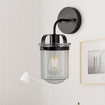 1-Light Wall Lamp with Clear Glass Shade, Modern Wall Sconce, Industrial Indoor Wall Light Fixture for Bathroom Living Room Bedroom Over Kitchen Sink, E26 Socket, Bulbs Not Included