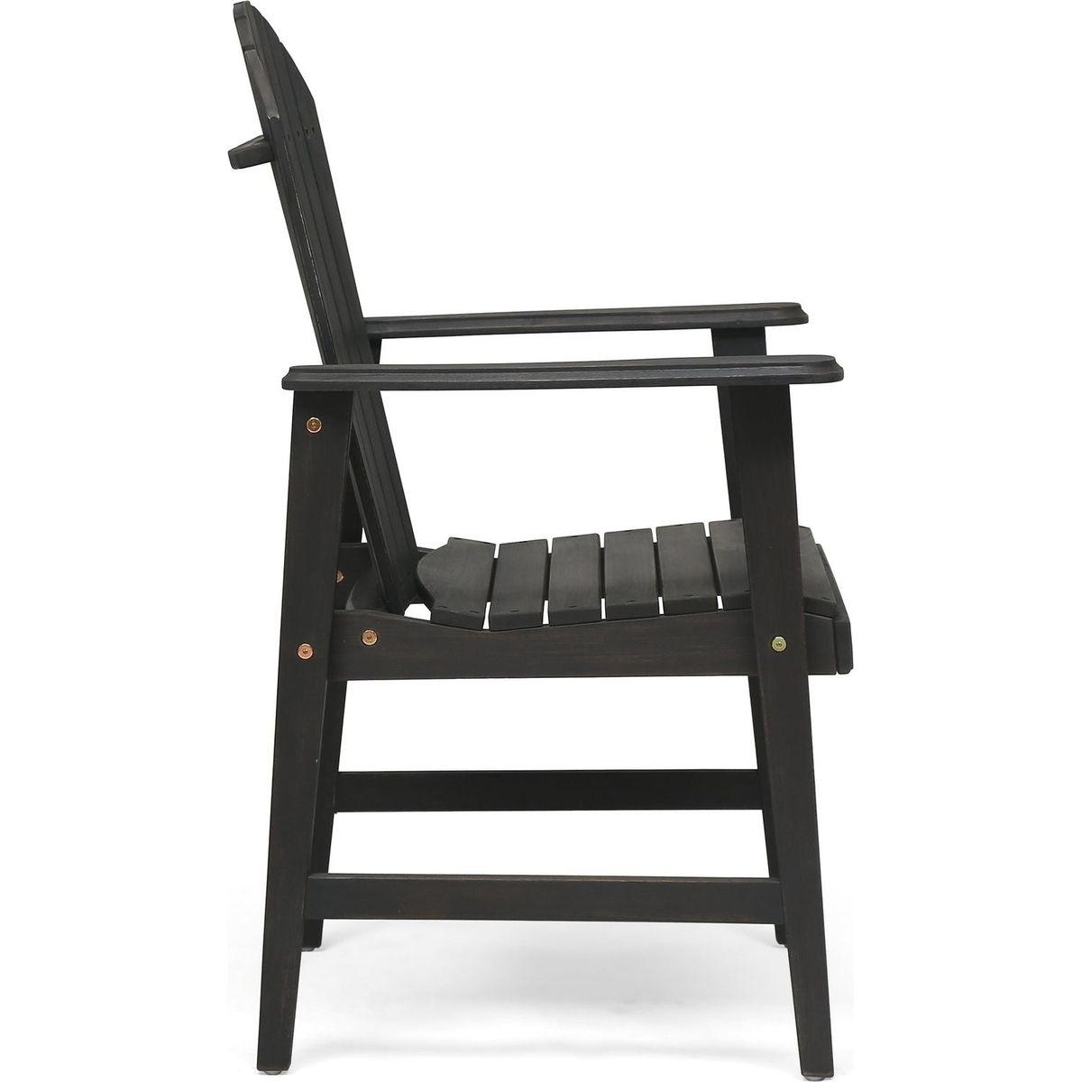 Outdoor Weather Resistant Acacia Wood Adirondack Dining Chairs (Set of 2), Dark Gray Finish