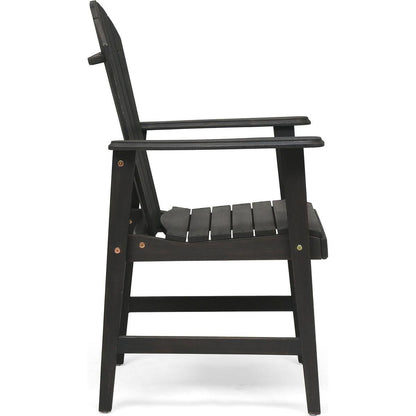 Outdoor Weather Resistant Acacia Wood Adirondack Dining Chairs (Set of 2), Dark Gray Finish