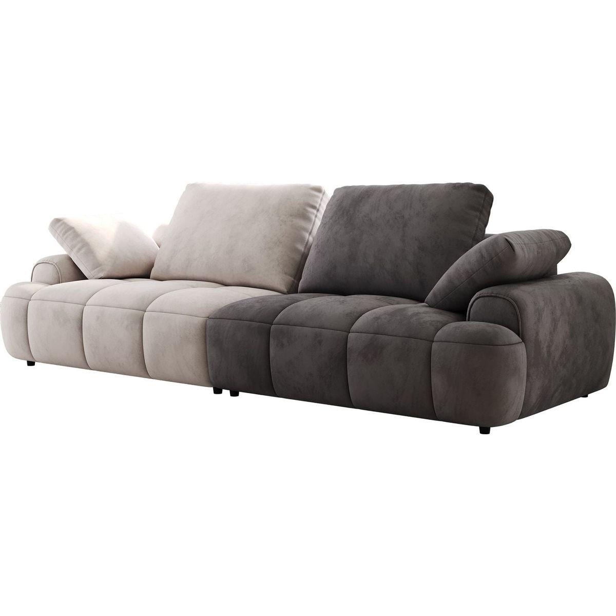 86.6"Large size two Seat Sofa,Modern Upholstered,Beige paired with grey suede fabric