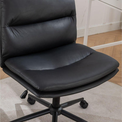Bizerte Adjustable Swivel Criss-Cross Chair, Wide Seat/ Office Chair /Vanity Chair, Black