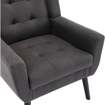 Modern Soft Linen Material Ergonomics Accent Chair Living Room Chair Bedroom Chair Home Chair With Black Legs For Indoor Home