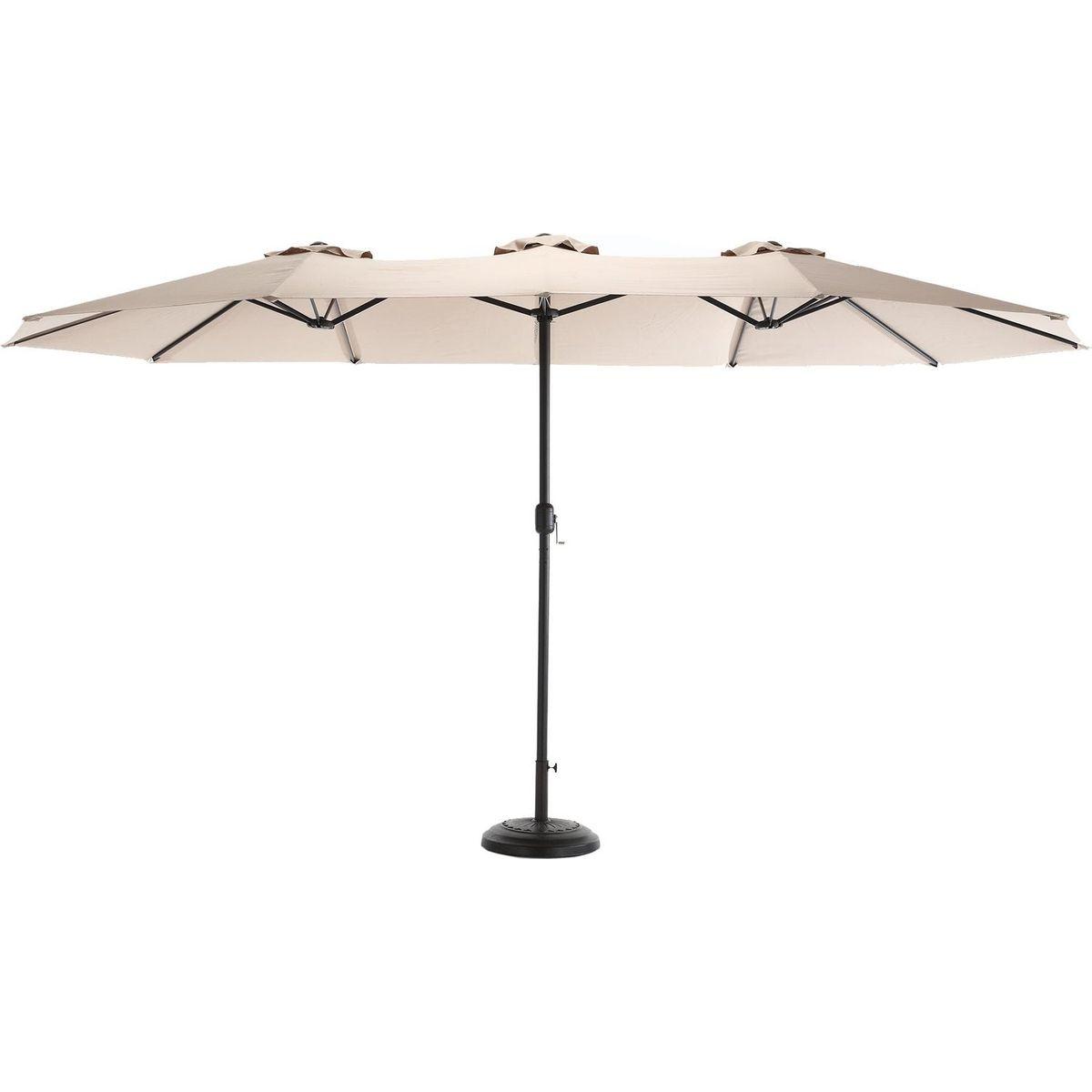 14.8 Ft Double Sided Outdoor Umbrella Rectangular Large with Crank (khaki)