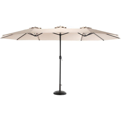 14.8 Ft Double Sided Outdoor Umbrella Rectangular Large with Crank (khaki)