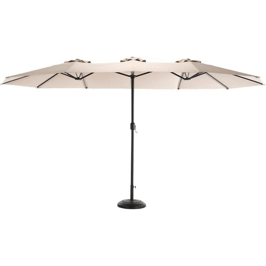 14.8 Ft Double Sided Outdoor Umbrella Rectangular Large with Crank (khaki)
