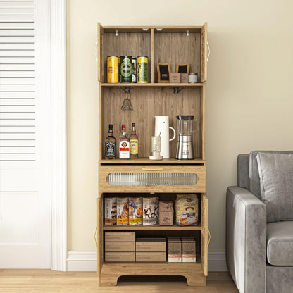 67" Tall Pantry Buffet Cabinet Freestanding Hutch Cupboard for Home, Kitchen,Tall Freestanding Liquor Cabinet Bar for Kitchen, Dining Room