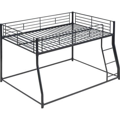 Metal Floor Bunk Bed, Full XL over Queen, Black