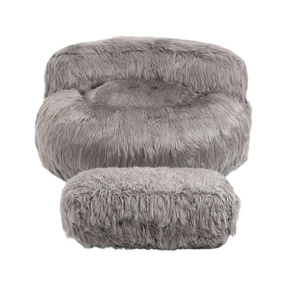 Bean Bag Chair Faux fur Lazy Sofa /Footstool Durable Comfort Lounger High Back Bean Bag Chair Couch for Adults and Kids, Indoor