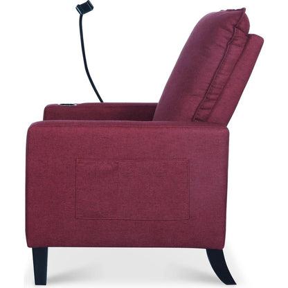 Recliner Chairs for Adults, Adjustable Recliner Sofa with Mobile Phone Holder & Cup Holder, Modern Reclining Chairs Fabric Push Back Recliner Chairs for Living Room, Bedroom, RED
