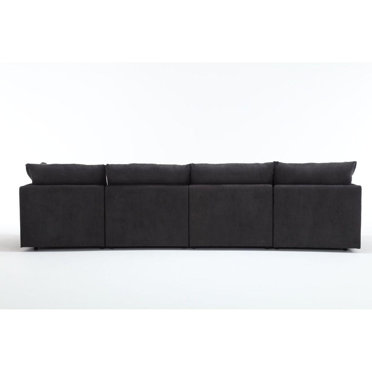 Modern U-shaped Sectional Sofa, 5-seat Upholstered Sofa Furniture,Sleeper Sofa Couch with Chaise Lounge for Living Room,Apartment,Dark Gray,Polyester
